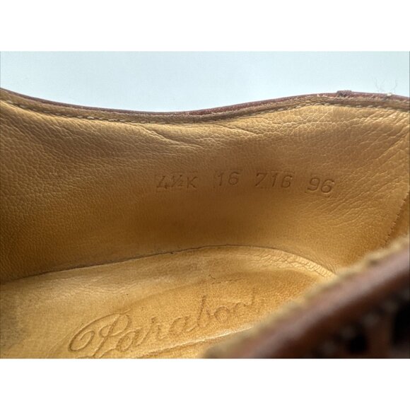 PARABOOT Dress Shoes Mens 7 Brown Wingtip Flap Cuir Cousu Goodyear France - Picture 5 of 15